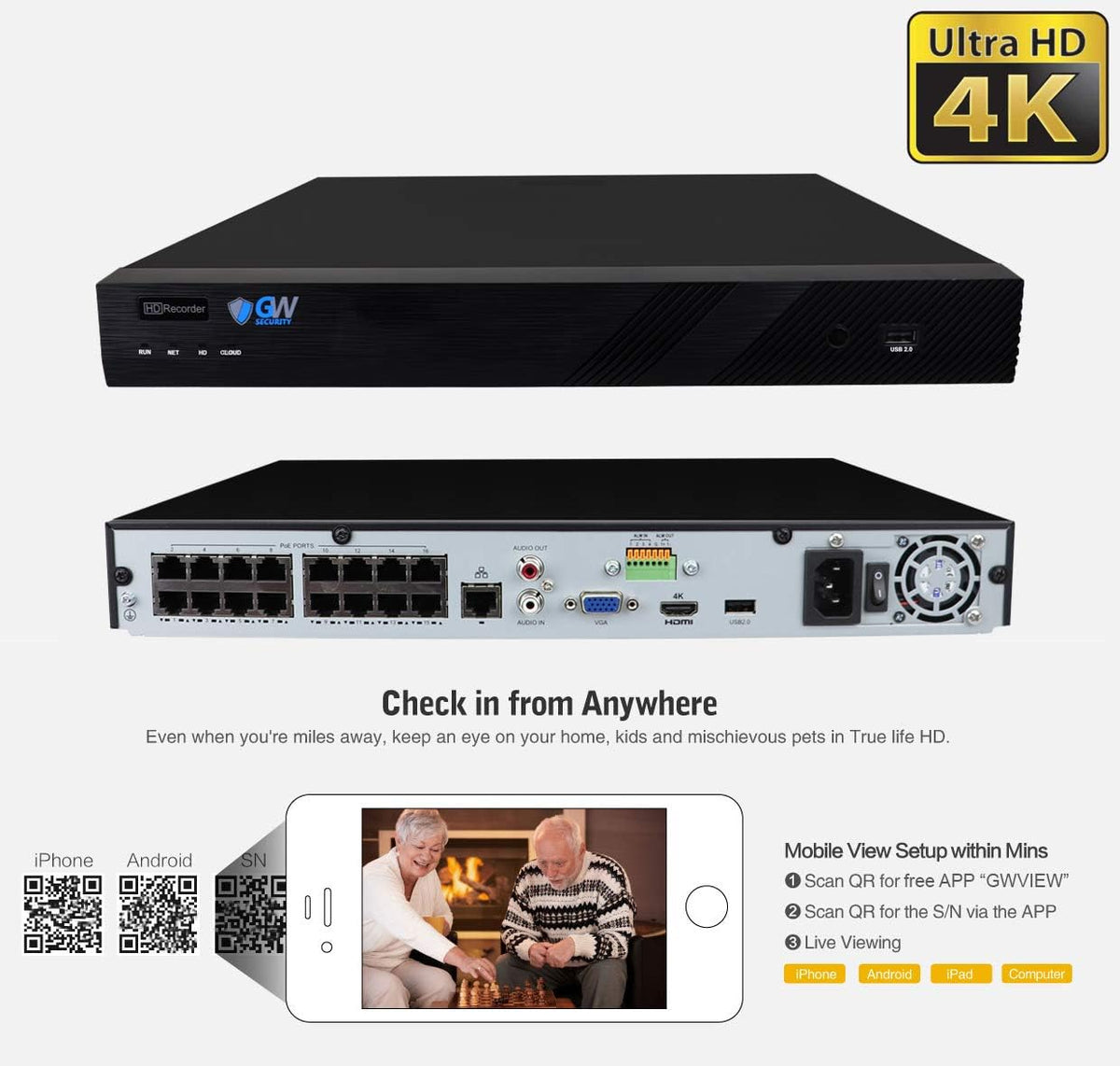 16 Channel 4K NVR 5MP Security Camera System with 4TB Hard Drive W674089