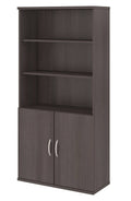 Storm Gray 5 Shelf Bookcase with Doors F988814