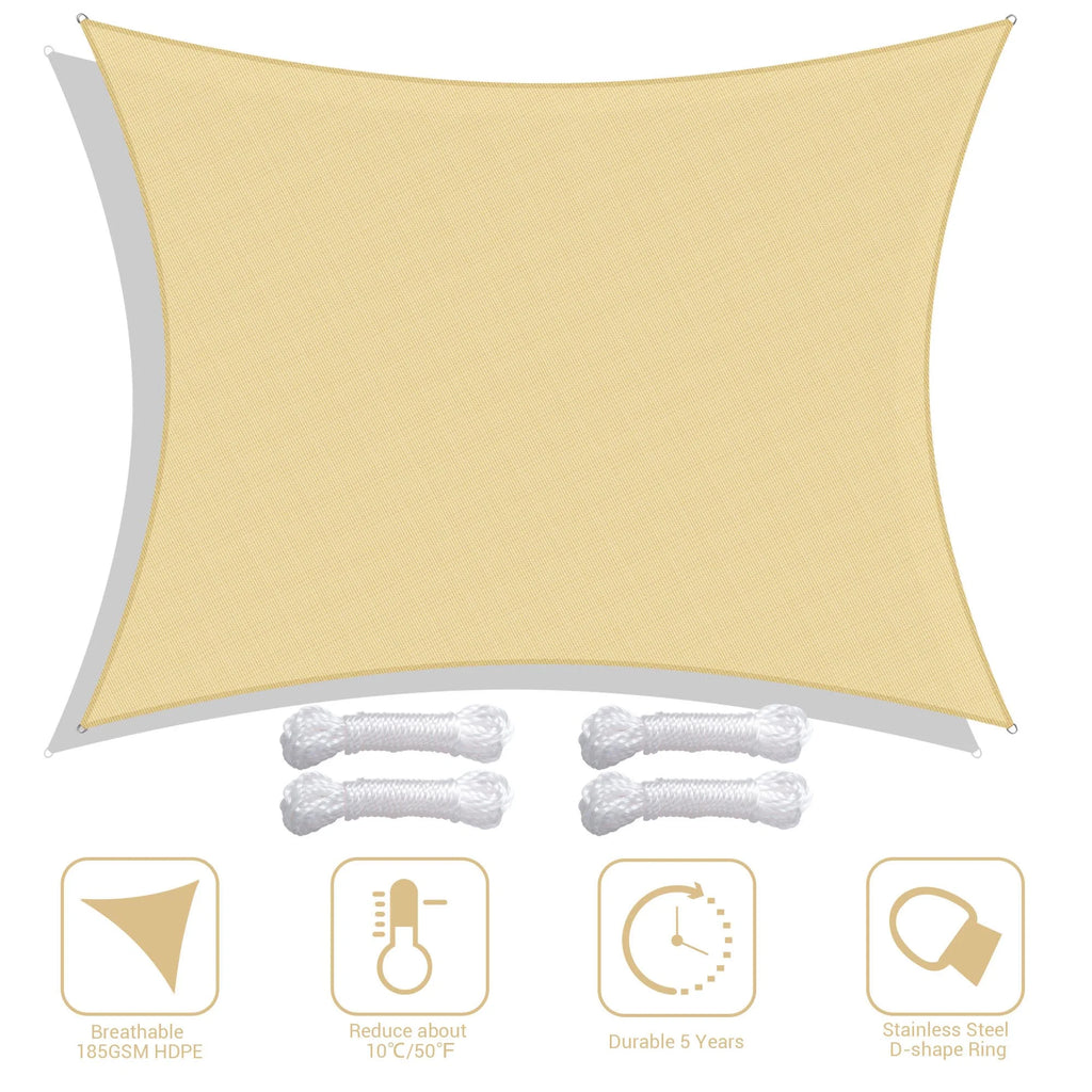 16x12 Ft 97% UV Block Rectangle HDPE Sun Shade Sail Canopy A793524