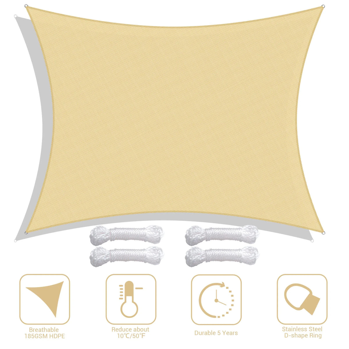 16x12 Ft 97% UV Block Rectangle HDPE Sun Shade Sail Canopy A793524