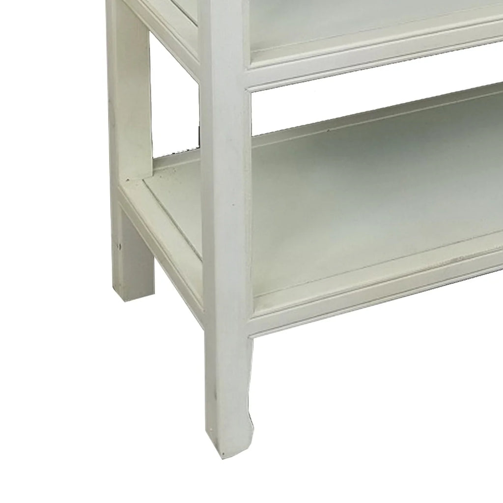 34 Inch White Wood Console Table with 3 Drawers and 2 Shelves O457
