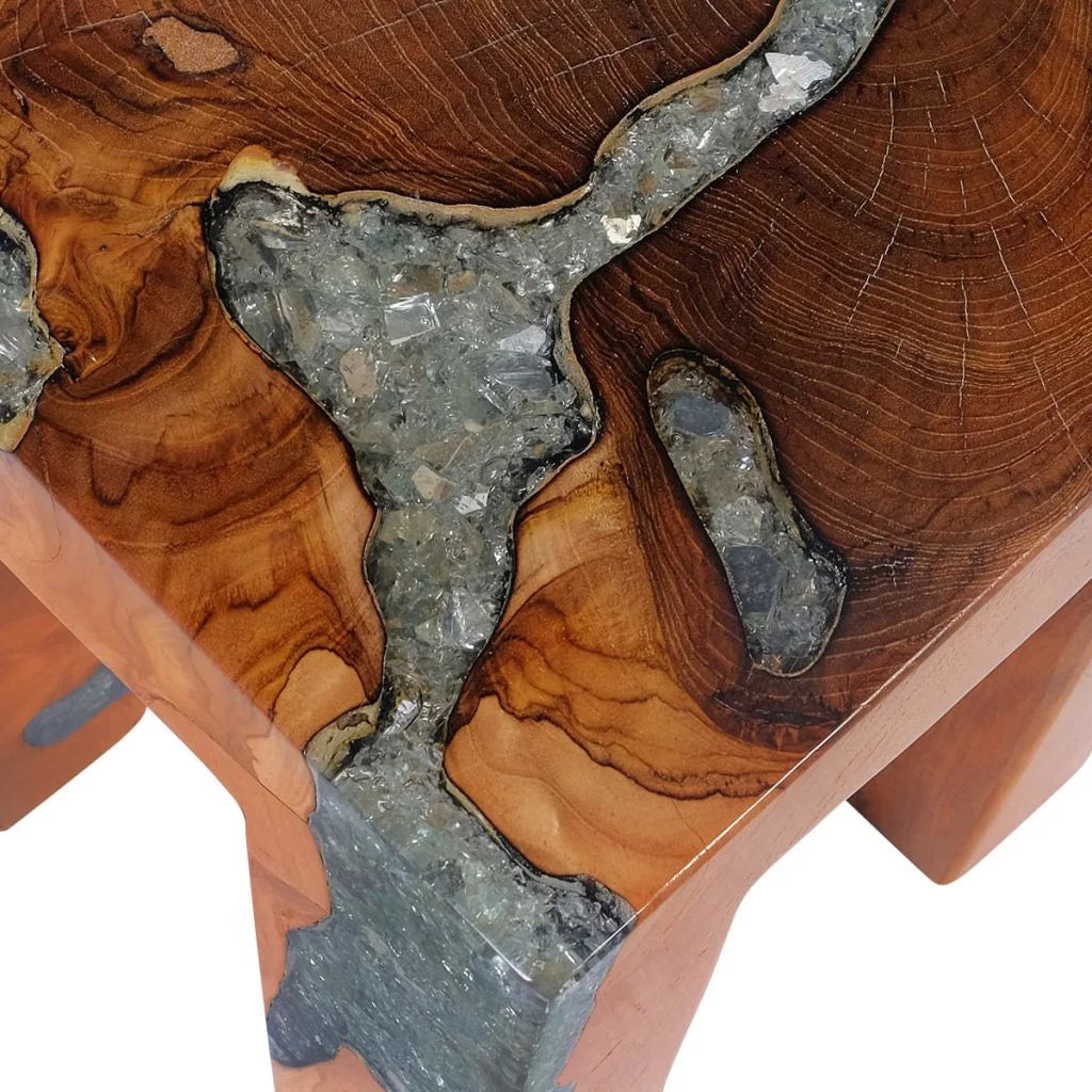 Teak Wood and Resin Stool D62198