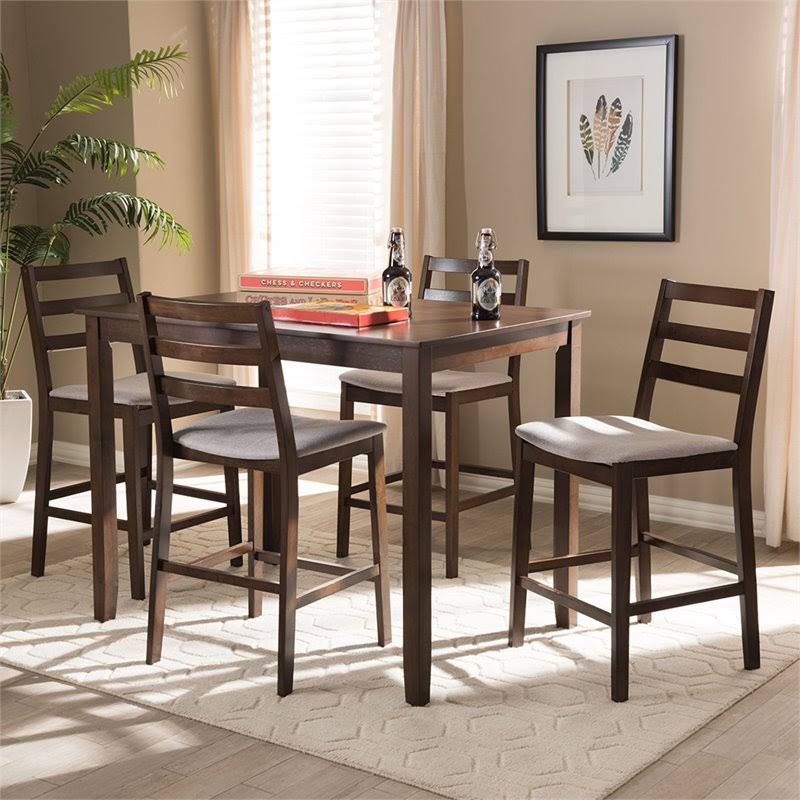 5 Piece Counter Height Dining Set in Light Gray S18607