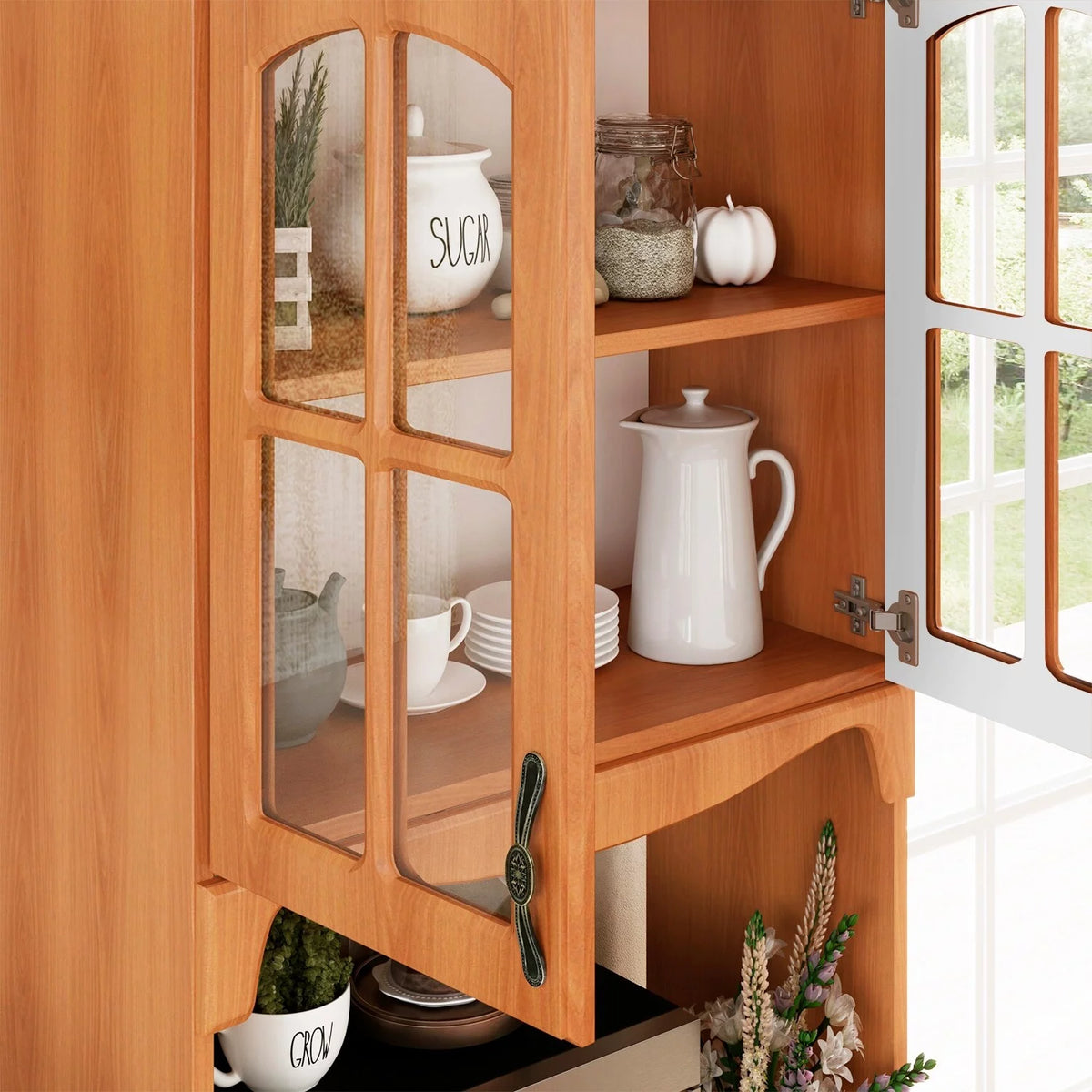 73 in. Brown MDF Pantry Kitchen Storage Cabinet B6124