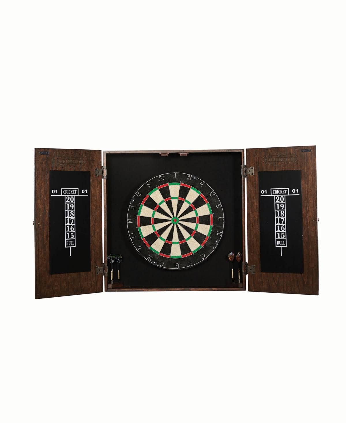 Brown Solid Wood Dartboard Cabinet Set Q5767