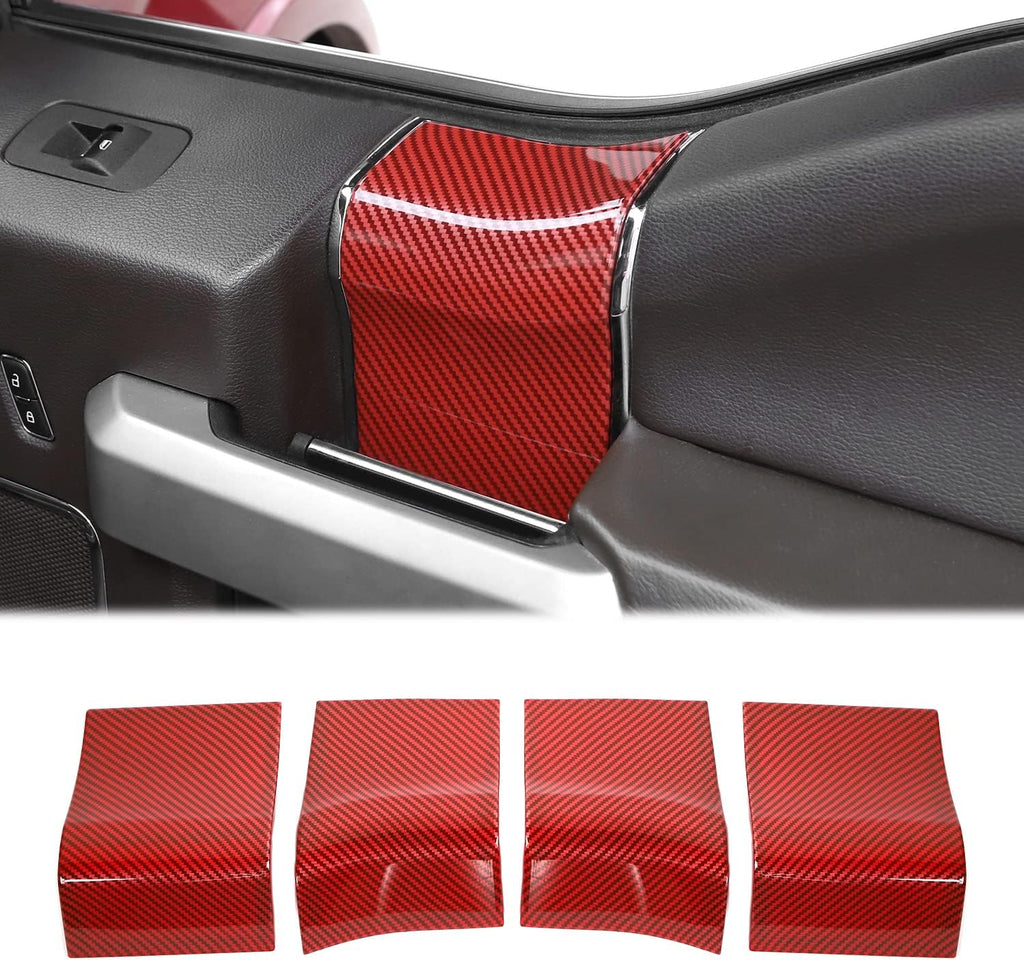 Red Carbon Fiber Interior Door Handle Panel Trim Cover Accessories Pack of 2 S58888