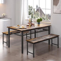 3 Pieces Farmhouse Kitchen Table Set with Two Benches A807