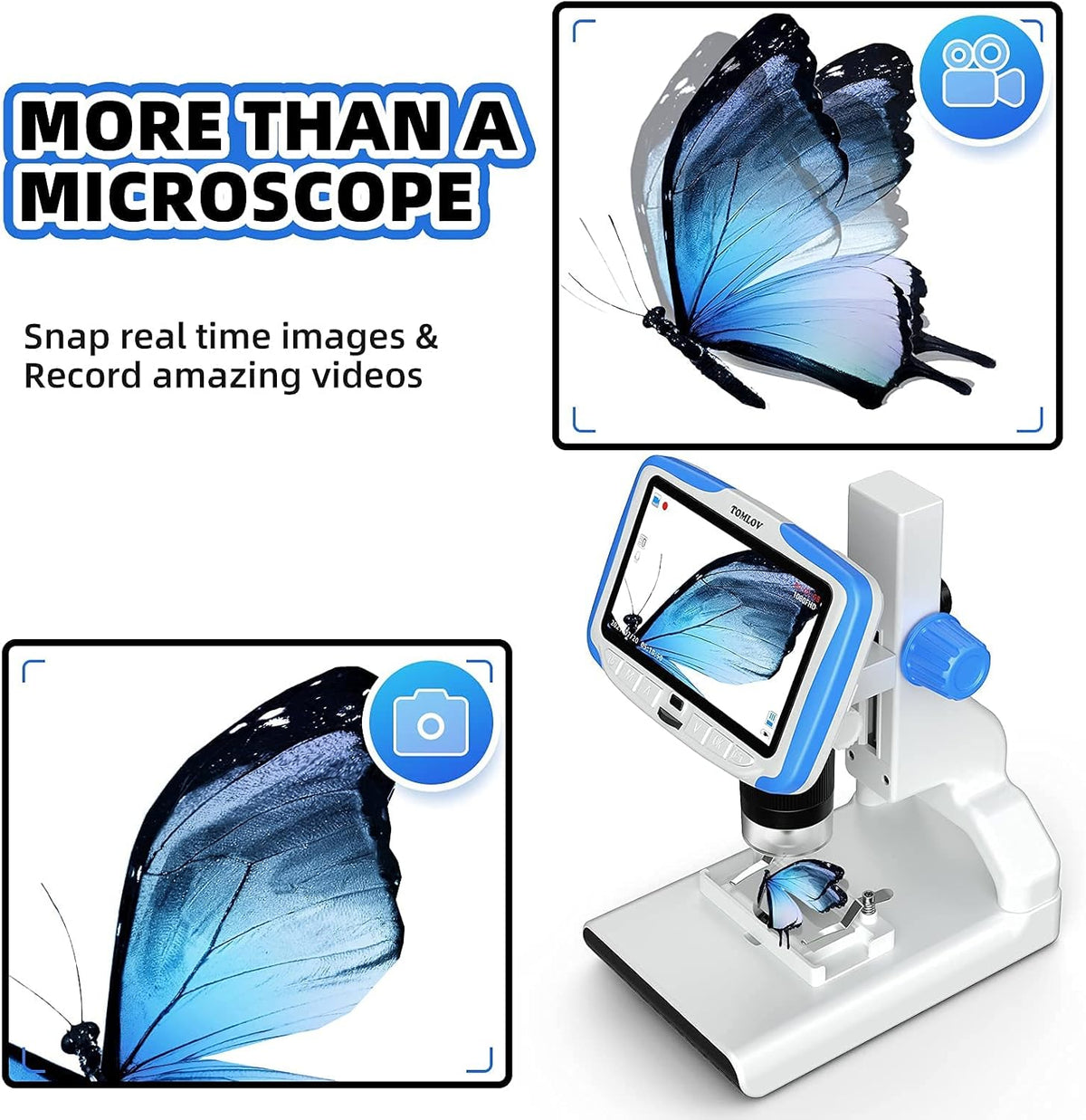 5'' LCD Kids Microscope 300X with 32GB SD Card G293