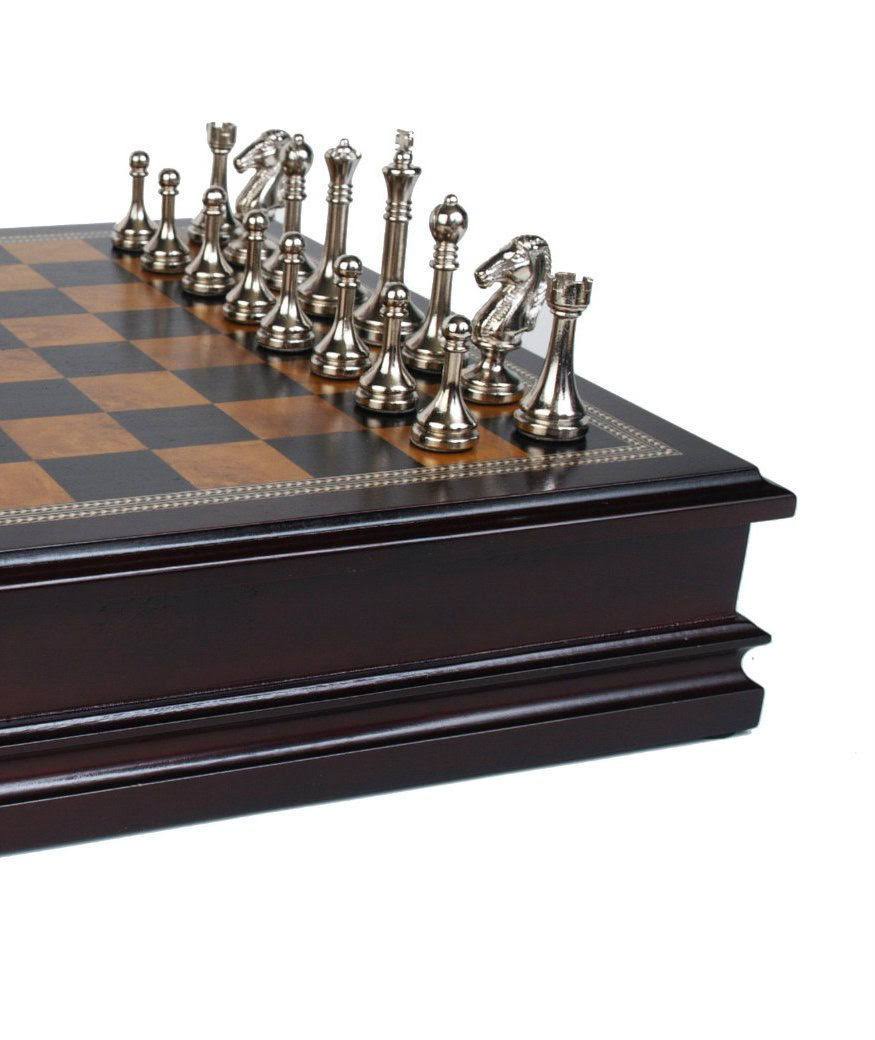 Metal Chess Set with Wood Board Q30111
