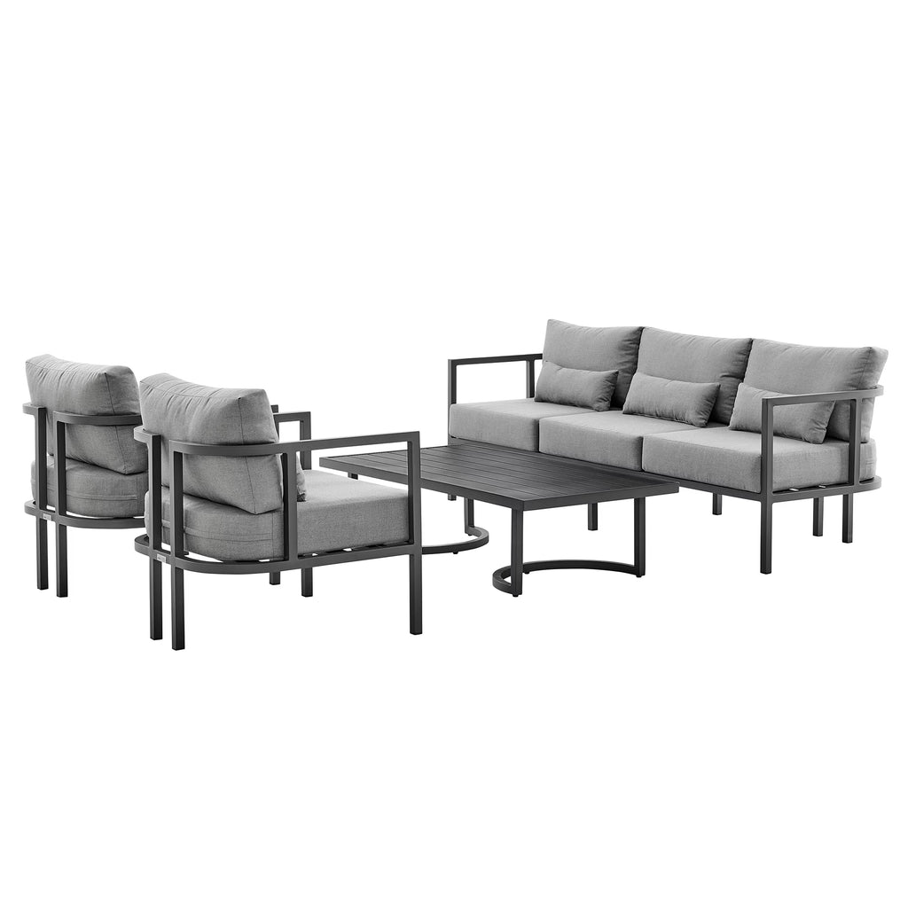 4 Piece Dark Gray Aluminum Outdoor Seating Set with Cushions Z7669