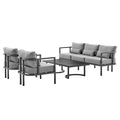 4 Piece Dark Gray Aluminum Outdoor Seating Set with Cushions Z7669