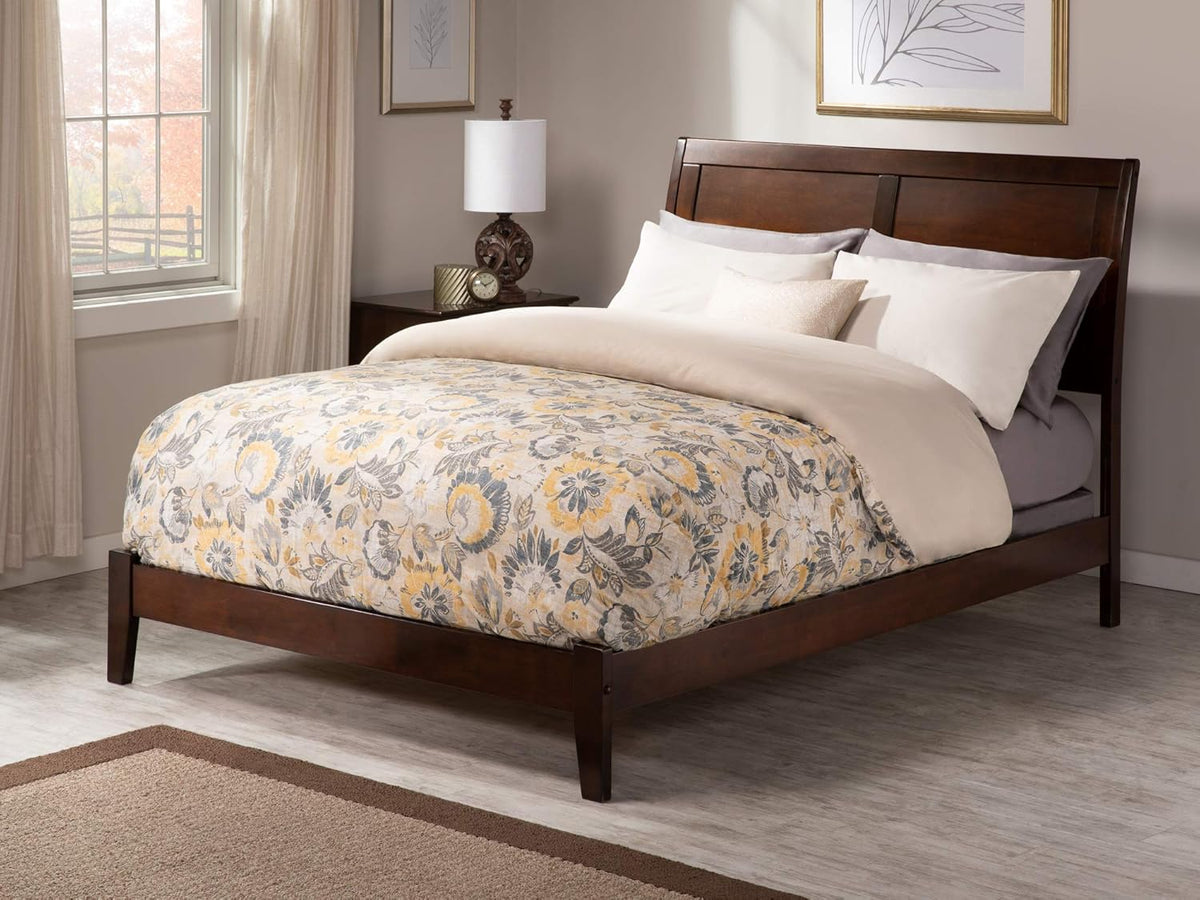 King Walnut Wood Platform Bed F45818