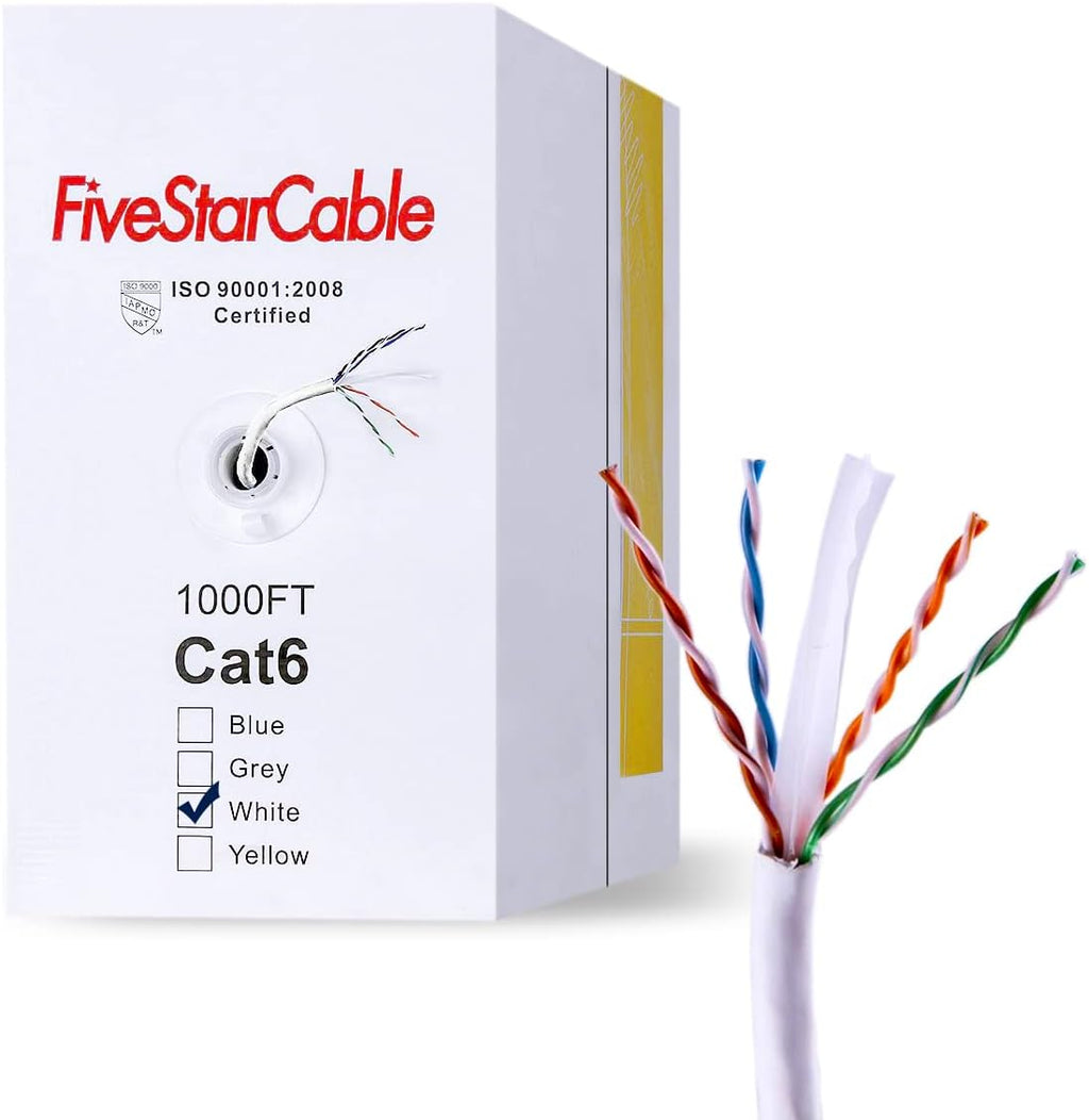 Cat6 1000 Ft. 23AWG UTP Bulk Ethernet Cable White B115530