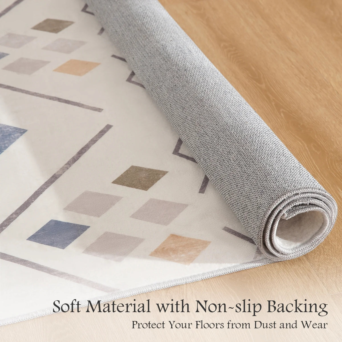 Beige Colorful 5x7 Washable Non Slip Area Rug A836