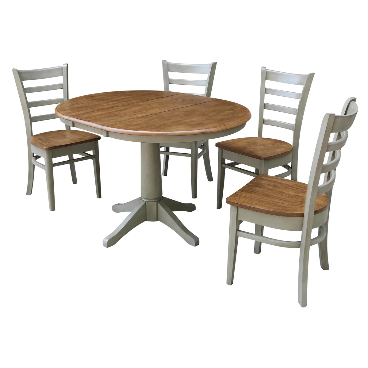 36" Round Solid Wood Extension Dining Table with 4 Chairs B89248