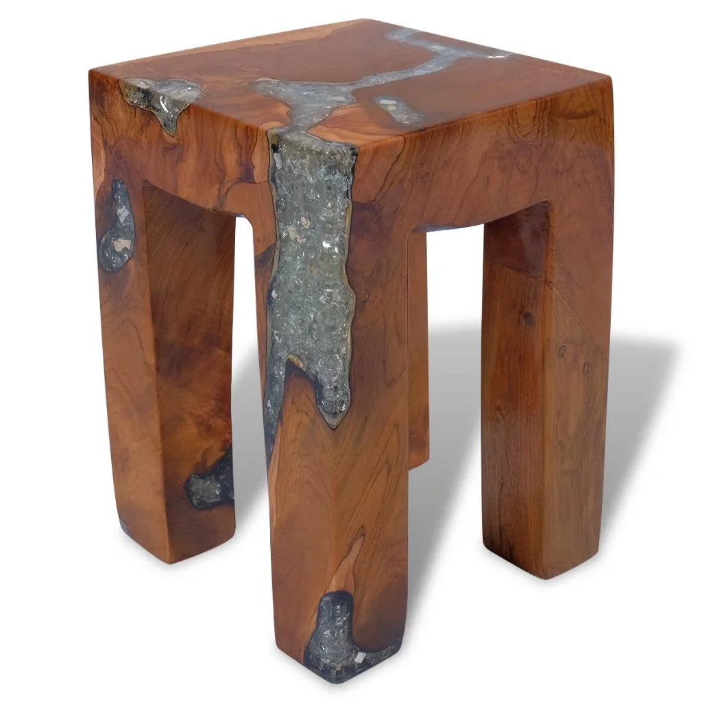 Teak Wood and Resin Stool D62198
