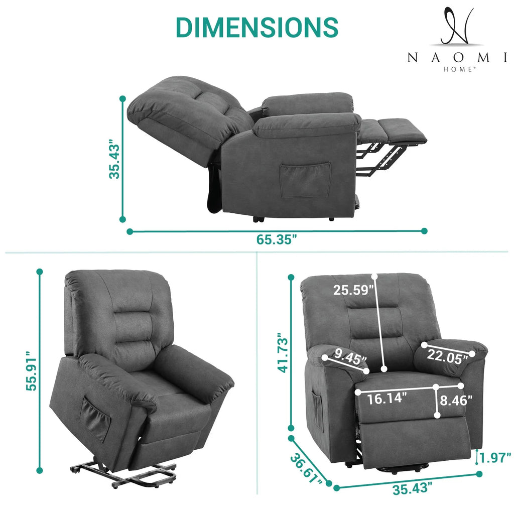 Gray Electric Lift Recliner Chair with Footrest N65615