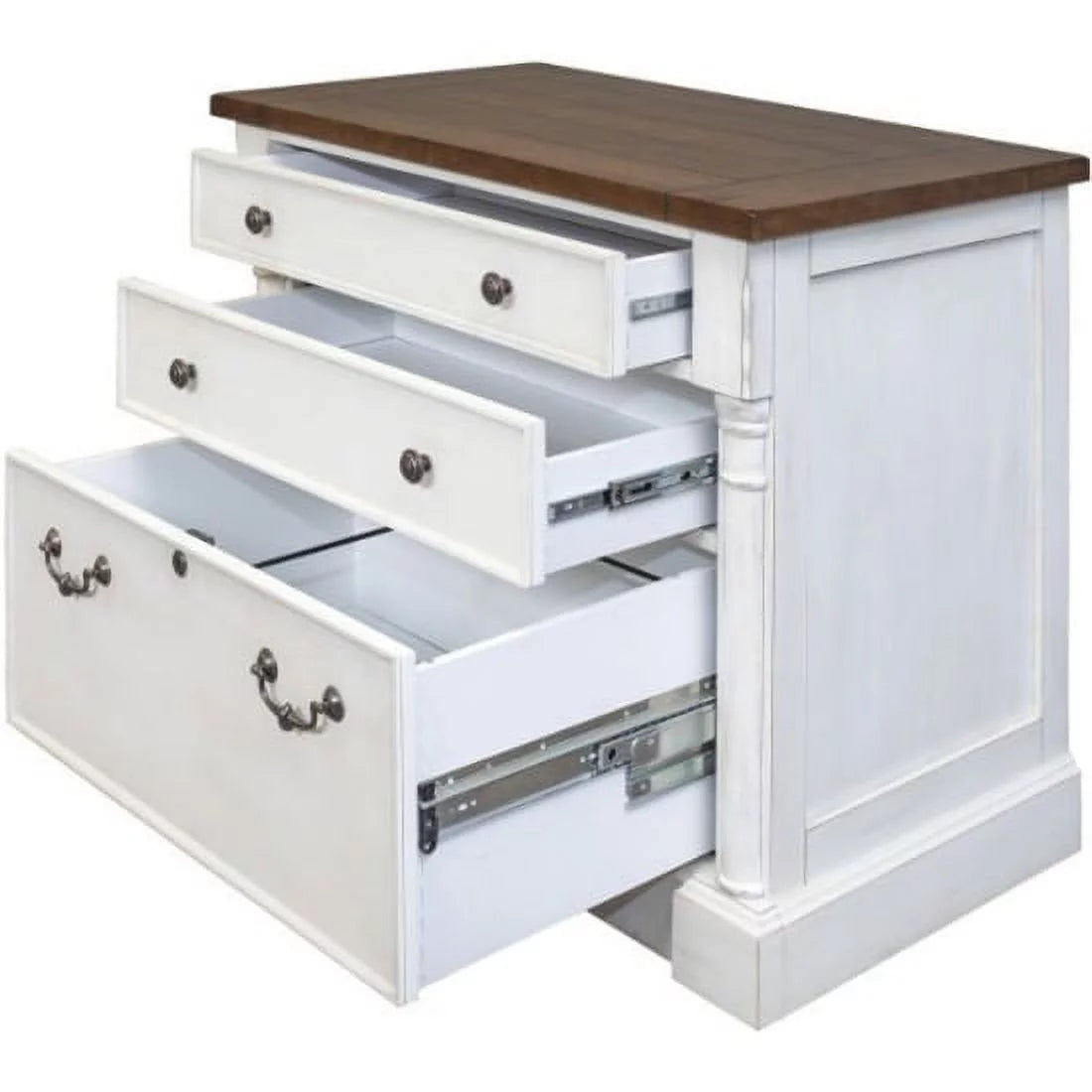 White 3 Drawer Rustic Wood File Cabinet H210