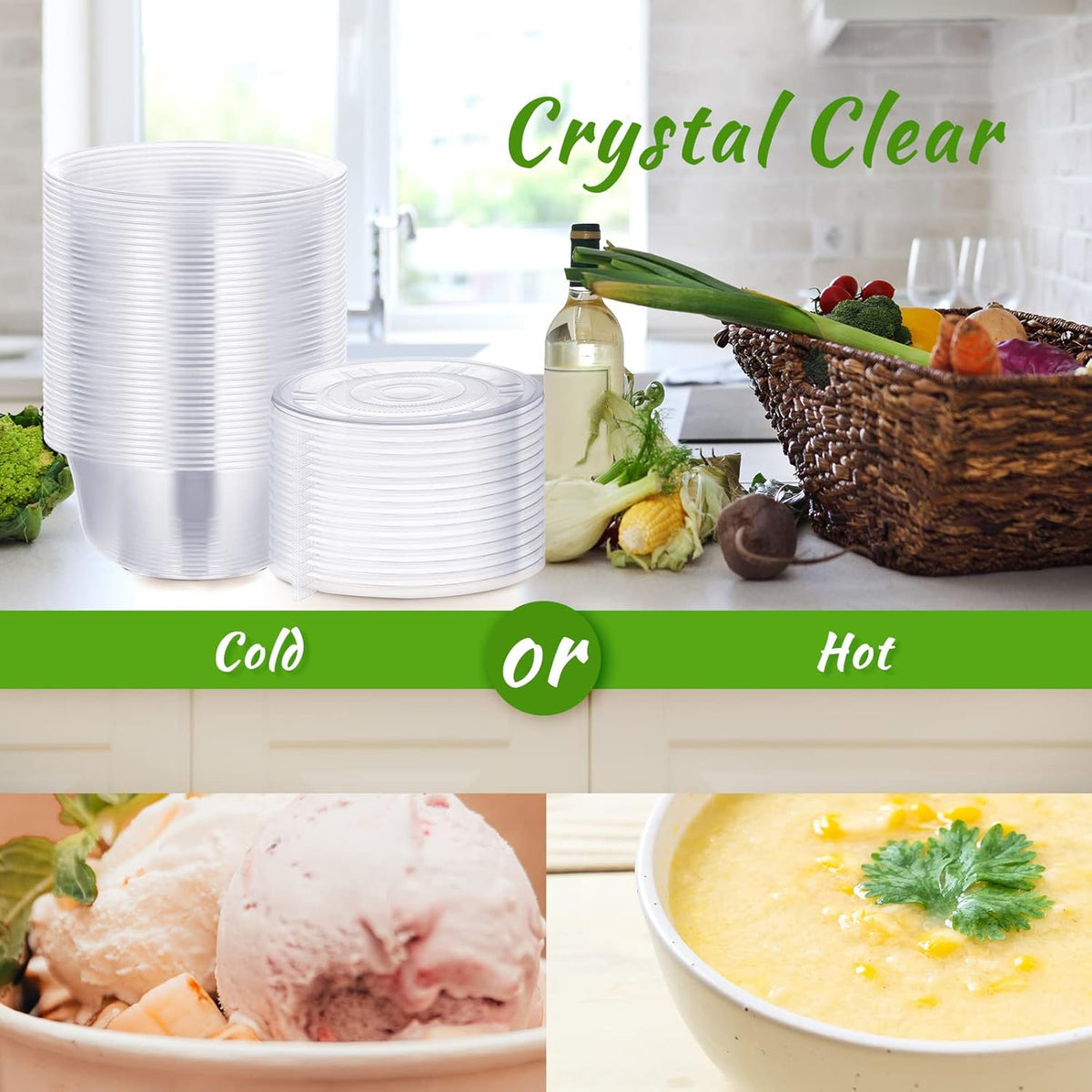 50 Pack Clear Plastic Salad Bowl With Lid Disposable 16.9oz K97317