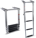 Folding 4 Step Stainless Steel Telescoping Boat Ladder Pack of 2 B9882