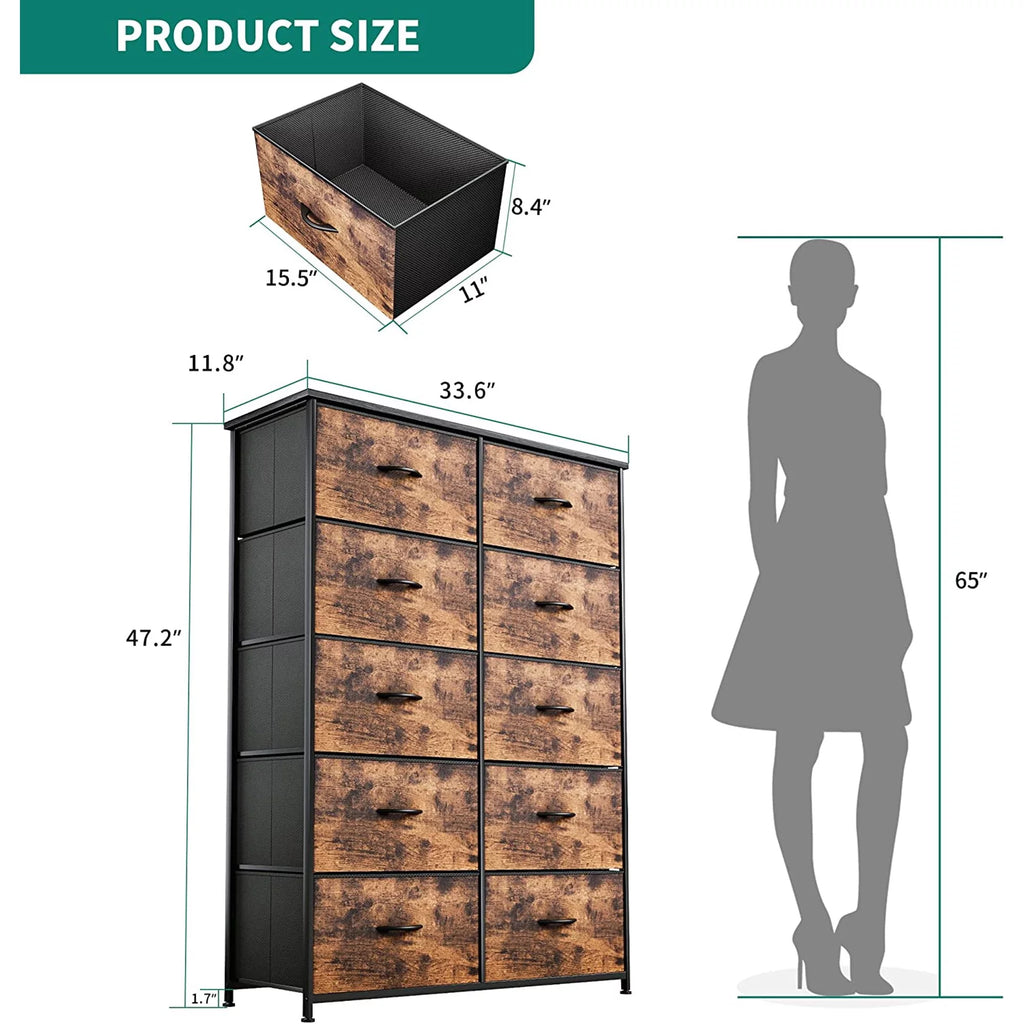 Tall 10 Drawer Fabric Storage Dresser C854816