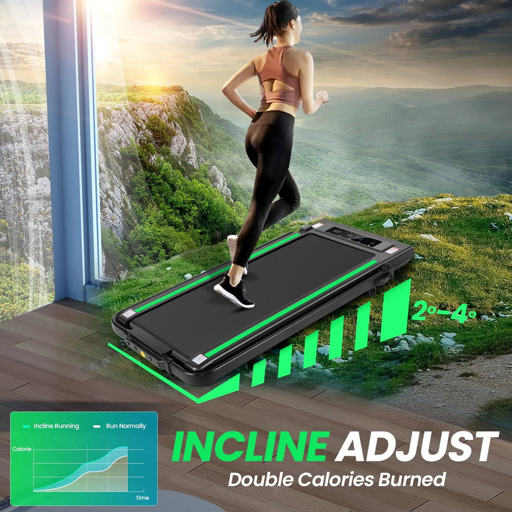 4 in 1 Under Desk Treadmill 2.5HP 300 lbs Capacity Black Green X401