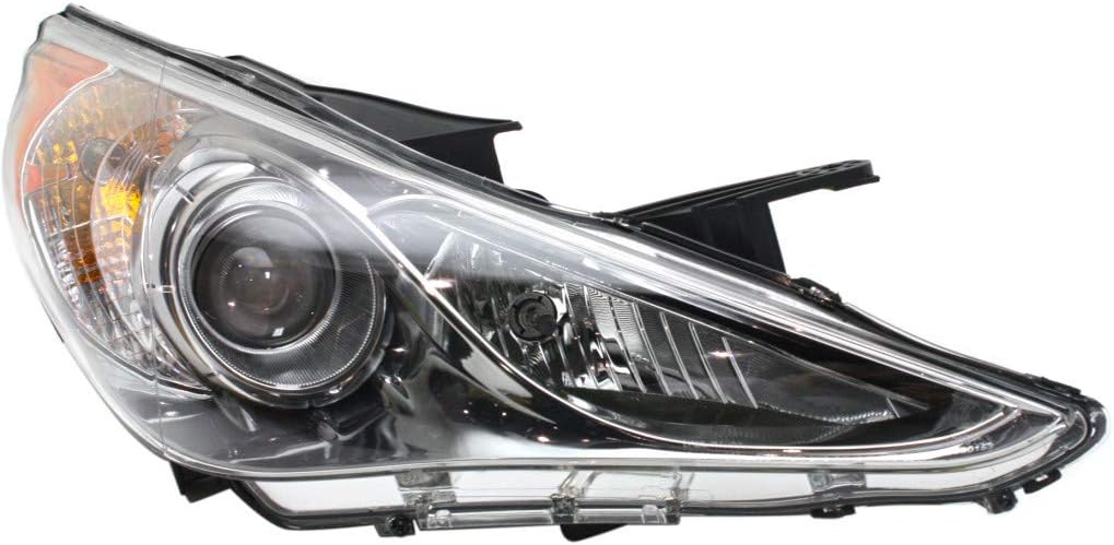 Headlight Assembly for Hyundai Sonata 2011 2012 Passenger Side Chrome Bezel H634057