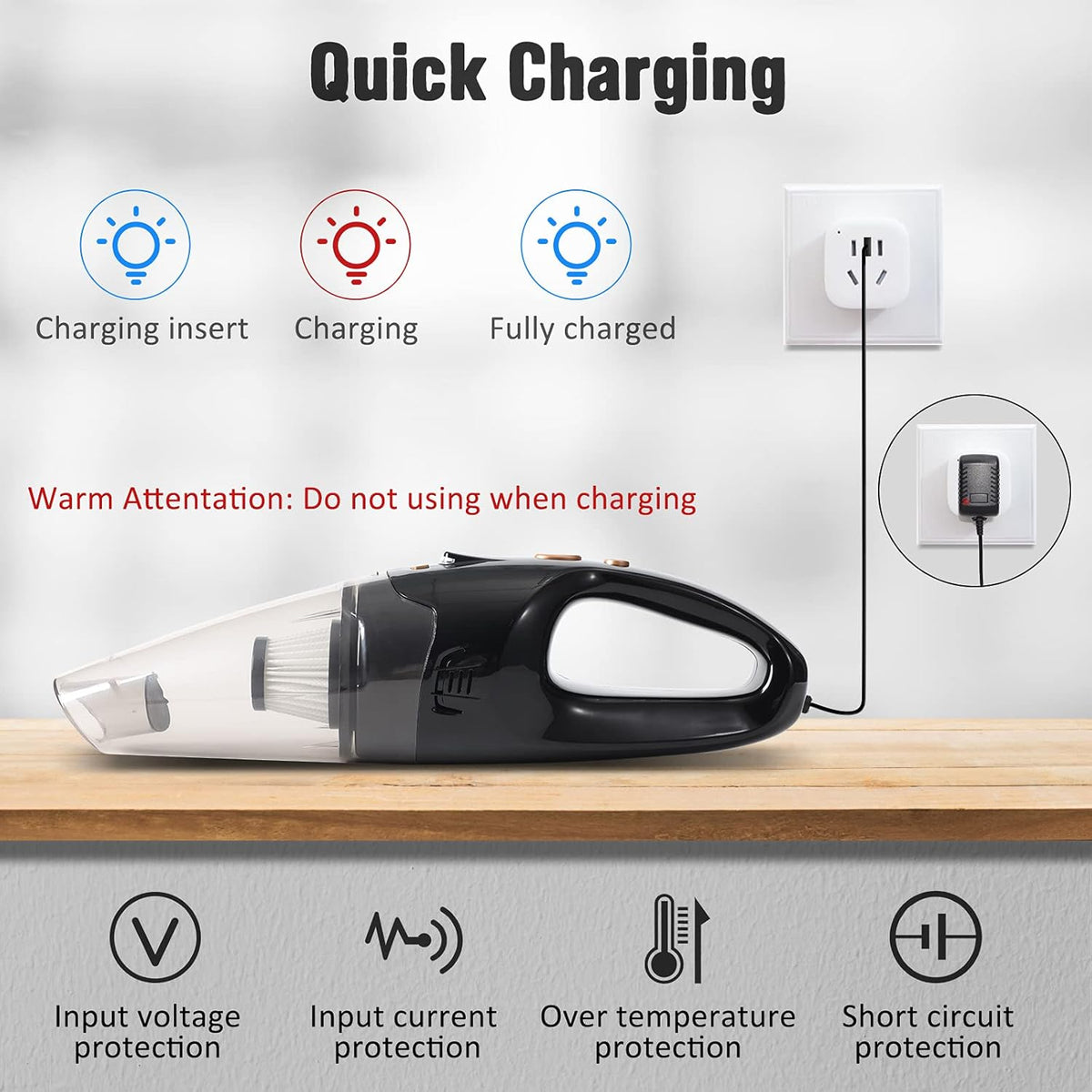 Cordless Handheld Vacuum 8000pa USB 120W Mini Car Vacuum Z33315