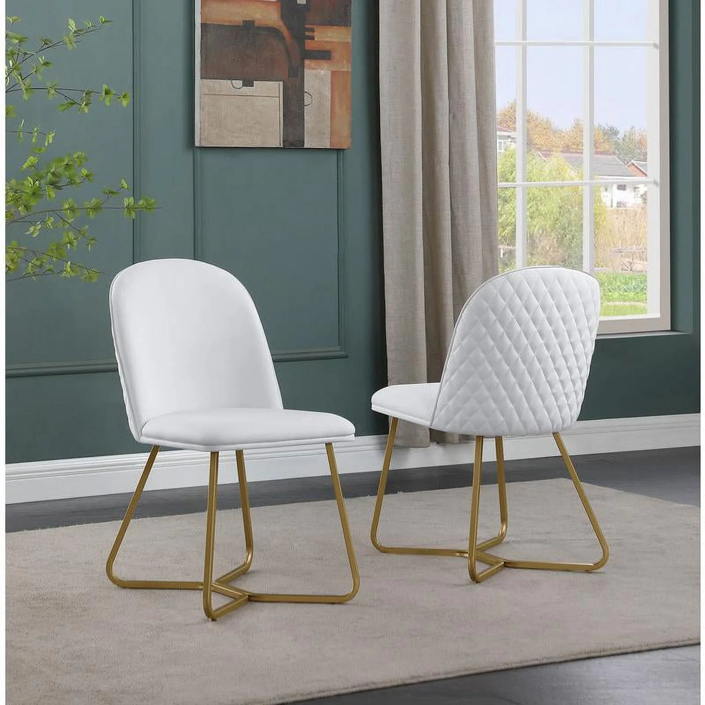 5pc White Wood Top Rectangle Dining Table with 4 White Faux Leather Chairs X838