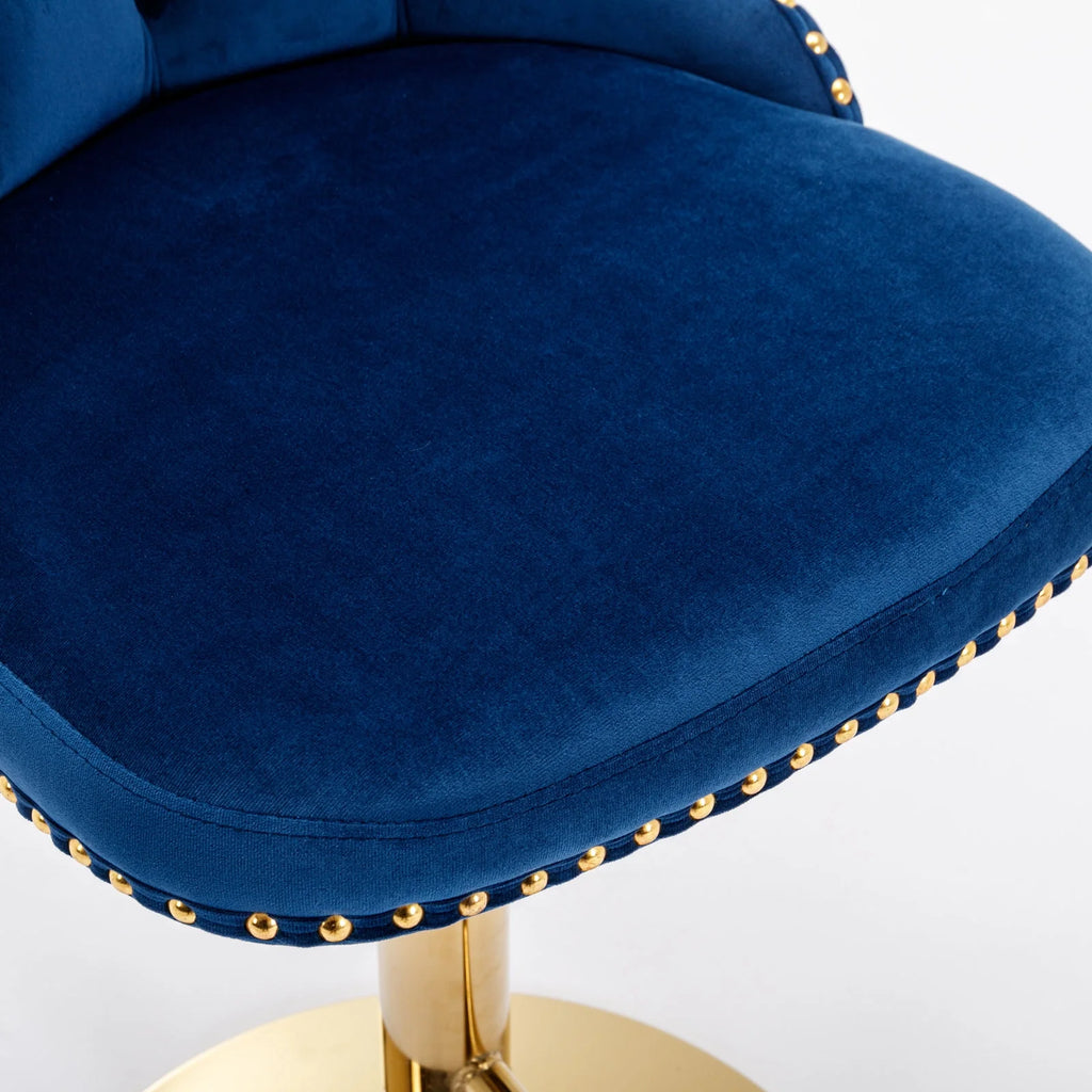 Blue Velvet Swivel Bar Stools with High Back, Set of 2 W8976