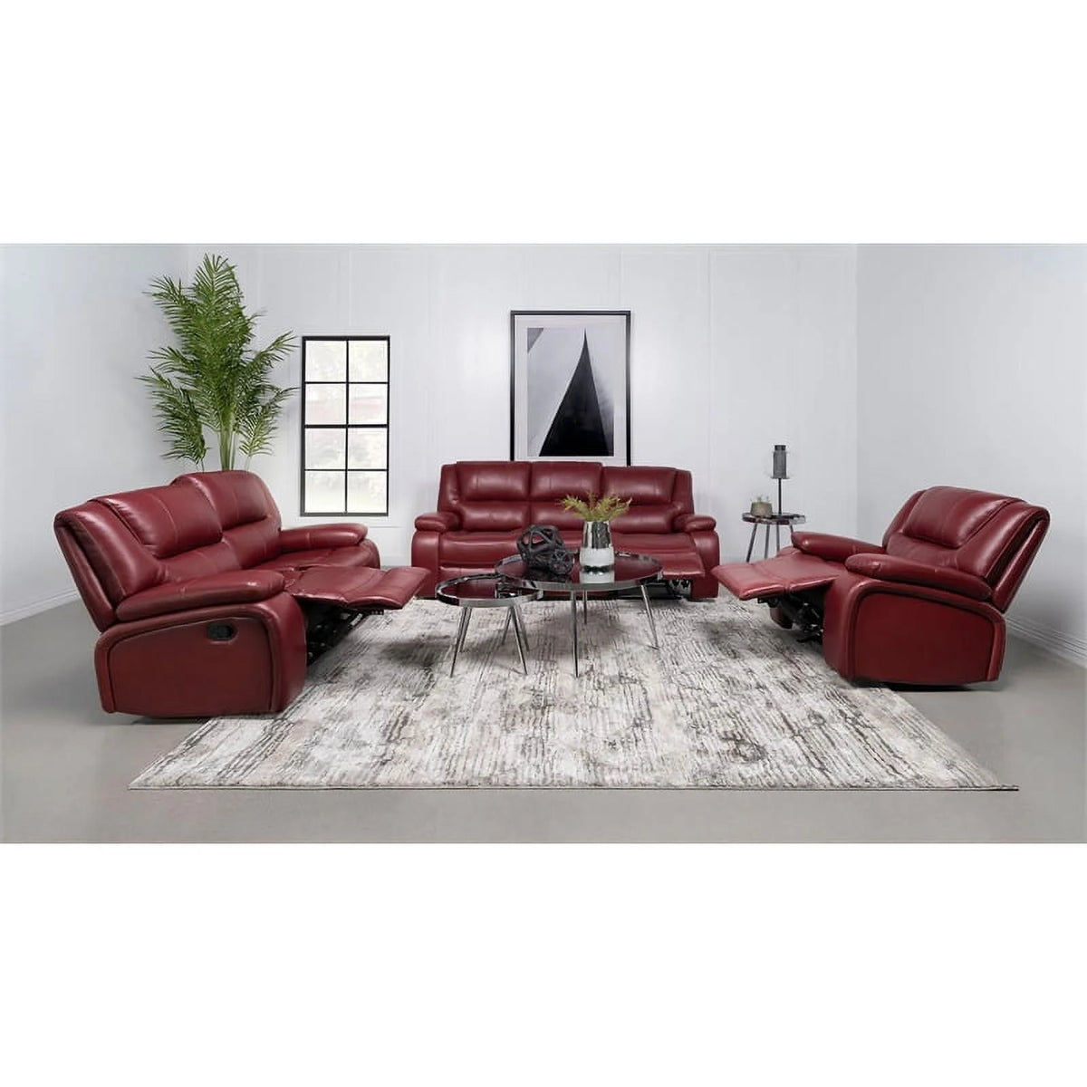 Red Faux Leather Upholstered Glider Recliner E494357