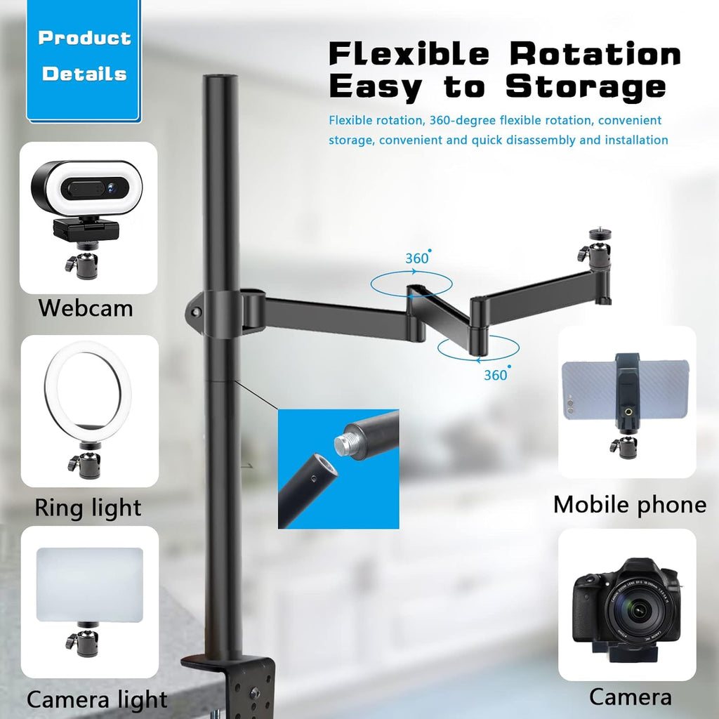 Overhead Camera Mount Rig Stand with Flexible Arm and 360° Ball Head U501