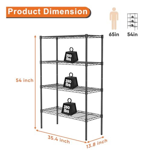 4-Shelf Adjustable Metal Wire Storage Shelving Unit G4034