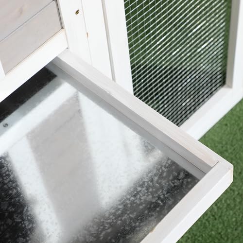Light Gray Wooden Chicken Coop with Nesting Box and Removable Tray F420