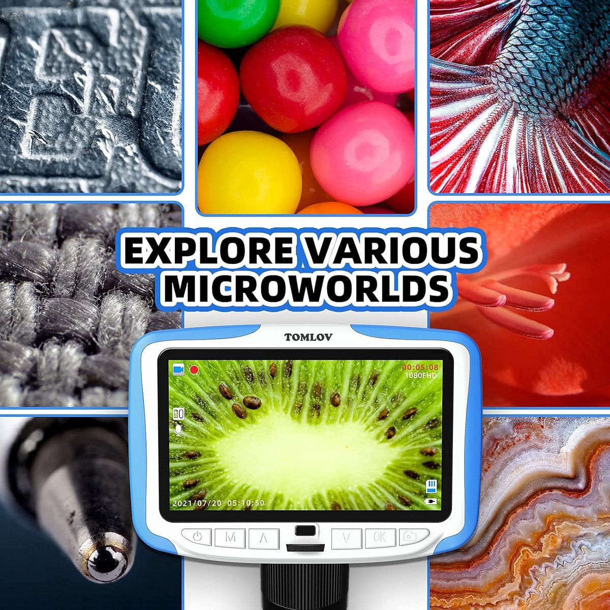 5'' LCD Kids Microscope 300X with 32GB SD Card G293