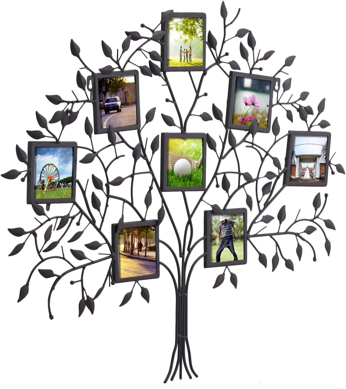 Black Metal Wall Hanging Picture Frame with 8 Openings D269
