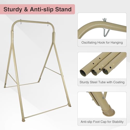 Hammock Chair Stand with Hanging Swing Chair, Heavy Duty Steel, Max Load 330 Lbs J45973