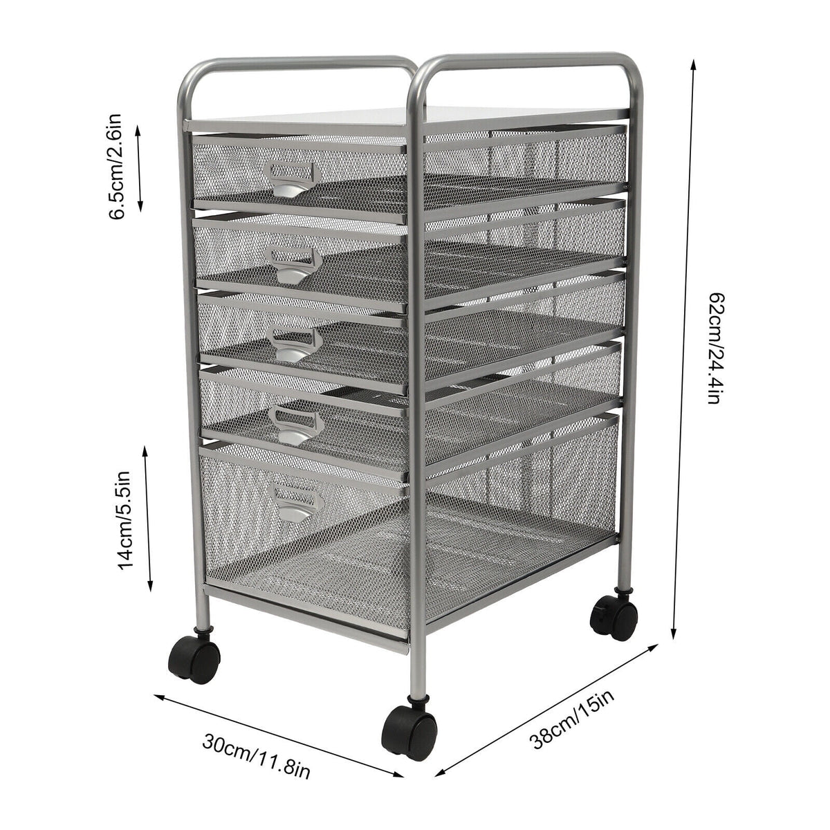 Rolling File Storage Cart with 5 Drawers J45357