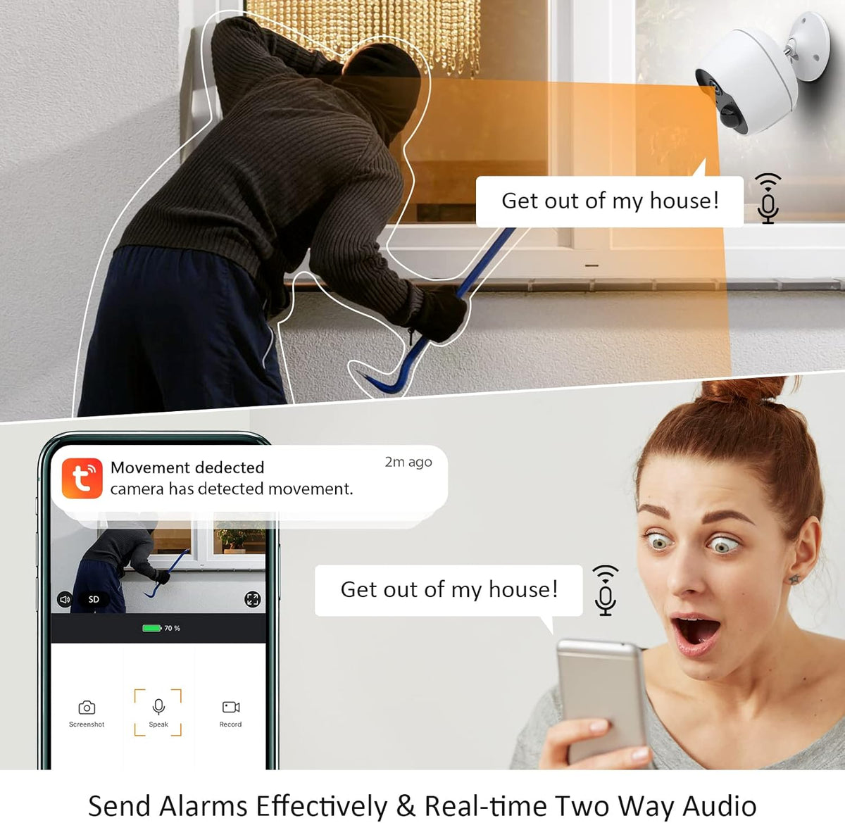 Wireless Security Camera Outdoor, 1080P Battery Powered WiFi Camera, IP65 Weatherproof R268