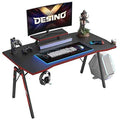 Black Gaming Desk with Cup Holder and Headphone Hook Y749083
