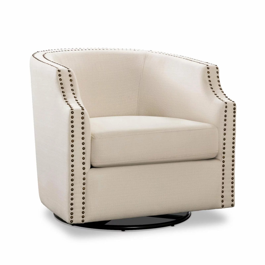 Sky Blue Polyester Linen Swivel Barrel Accent Chair I45314