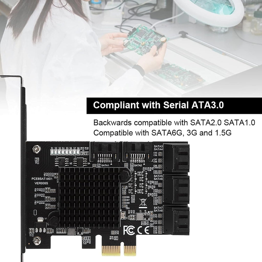 8 Ports PCI-E to SATA 3.0 Expansion Card with Driver Disc L276
