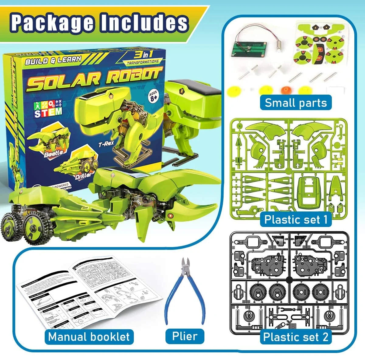Solar Robot Kit 3-in-1 STEM Projects Robot Kit J7422