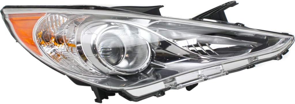 Headlight Assembly for Hyundai Sonata 2011 2012 Passenger Side Chrome Bezel H634057