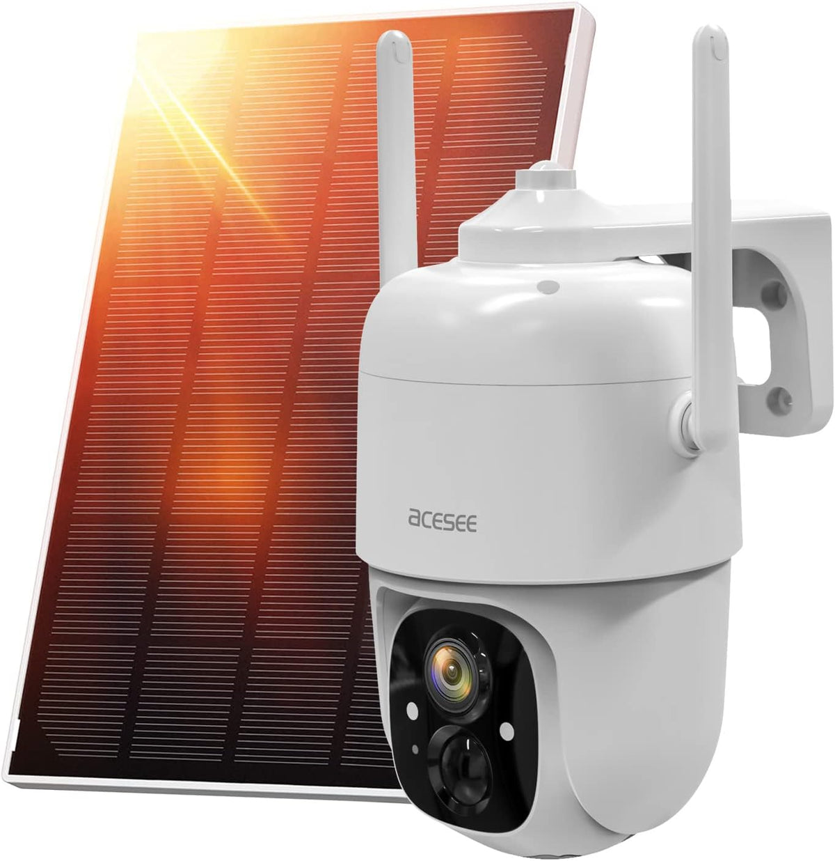 360° View 1080P WiFi Pan/Tilt Night Vision 2-Way Audio Motion Detection IP65 Weatherproof Security Camera (White×2) B784826