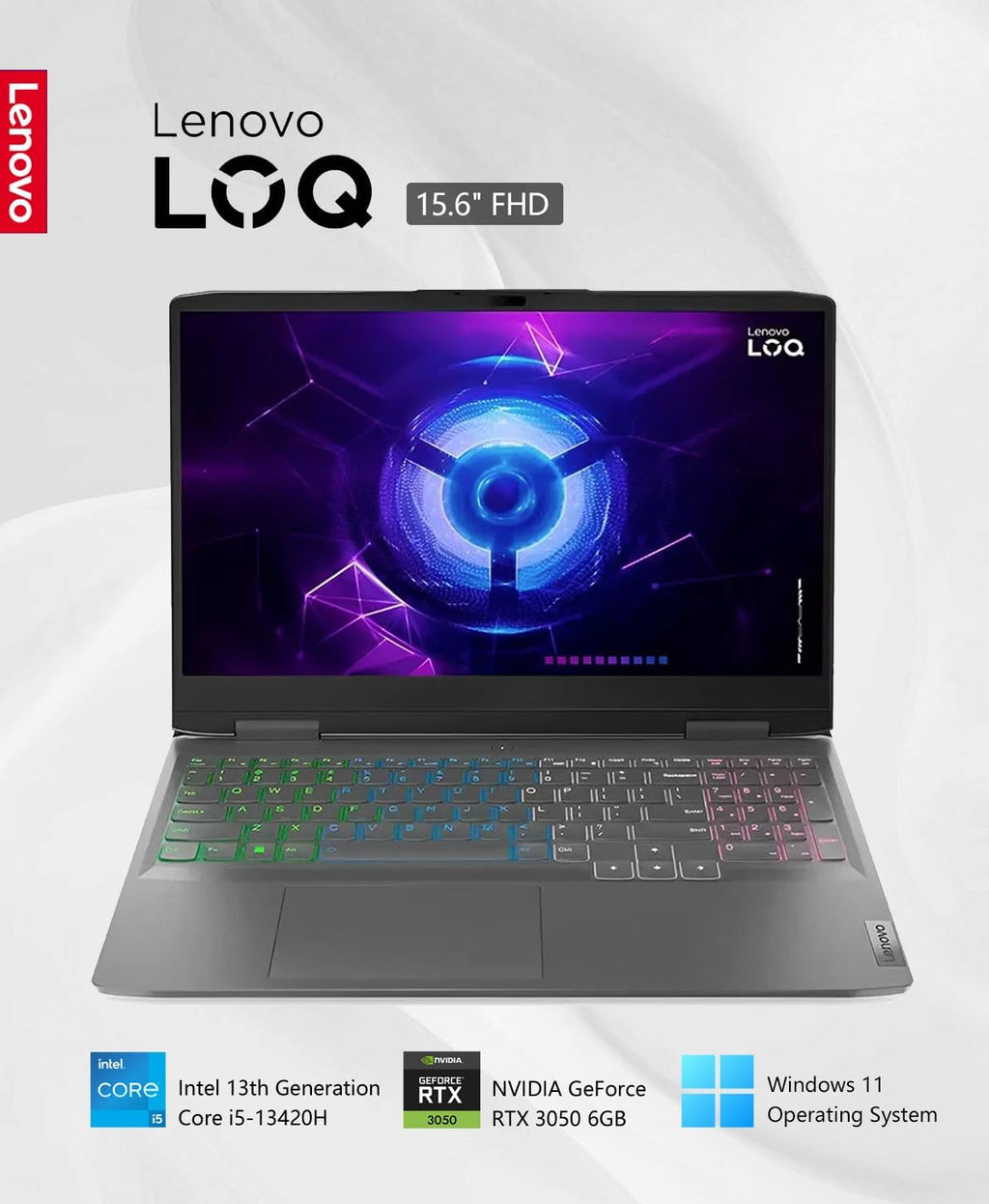 15.6" Gaming Laptop, 144Hz IPS, Intel Core i5-13420H, 32GB RAM 2TB Storage, NVIDIA GeForce RTX 3050, Backlit KB, Win11, Storm Grey T315764