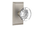 Round Clear Crystal Passage Door Knob with Satin Nickel Studio Plate Y79654