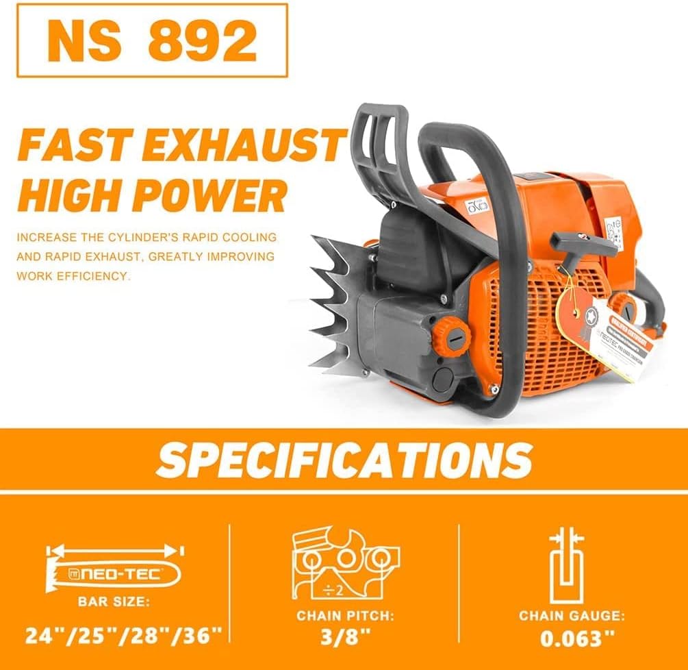 92cc 2-Cycle 5.2KW 6.4HP Gasoline Chain Saw X4038