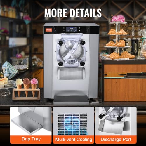 Commercial Ice Cream Machine 1400W 20/5.3 Gph Hard Serve Ice Cream Maker with LED Display Screen L362