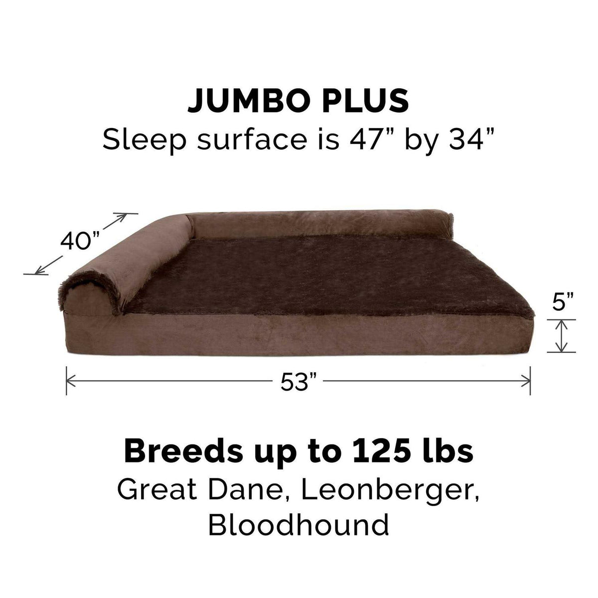 Two-Tone Faux Fur Suede Chaise Lounge Dog Bed P365226